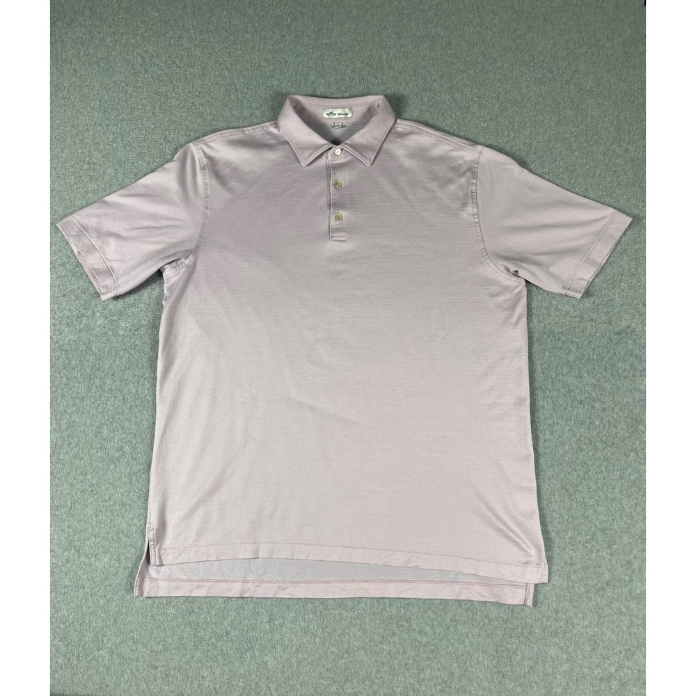 Peter Millar McLean Jacquard Polo Shirt Lavender 100% Cotton Sz.Large Golf READ